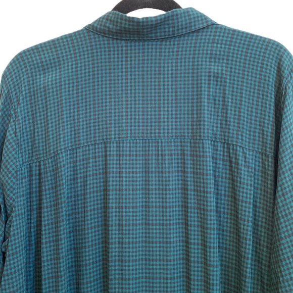 🖤🌲 Sejour Nordstrom Long Button Down Collared Black/Forest Green Check Shirt - Picture 9 of 13